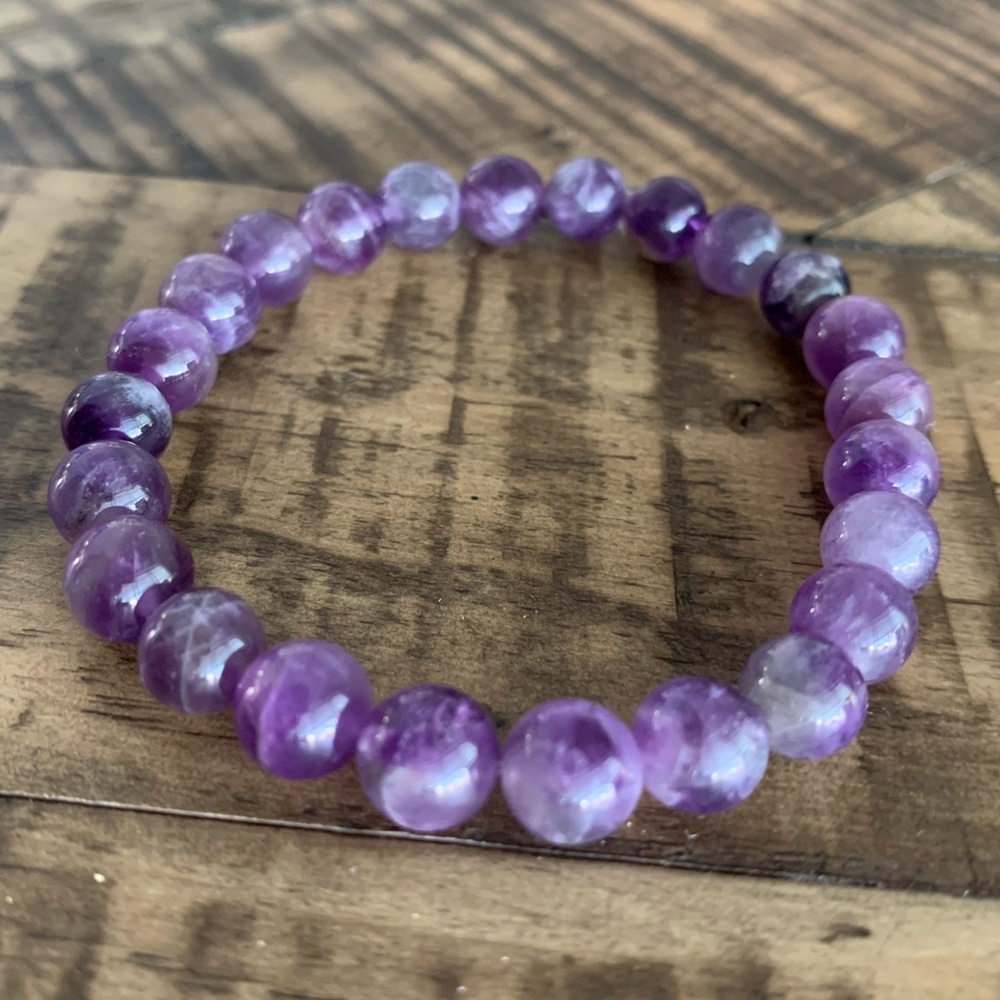 Purple Amethyst Handmade Chakra Stretch Bracelet - Picture 4 of 9